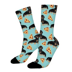 Dachshund Pizza Dog Women Printed Crew Socks Funny Funky Socks Soft Polyester Novelty Gifts for Artists Men - 1 of 1
