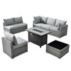 Ovios Venice 8pc Wicker Outdoor Patio Furniture Set Conversation Sofa with a Metal Fire Pit and Cushions - 2 of 4