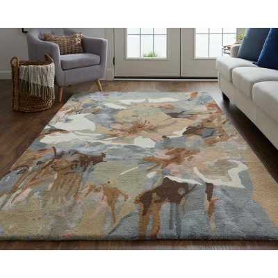 Dafney Multi-Color Floral Wool and Viscose Accent Rug