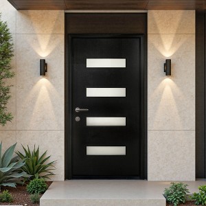 PexFix 36"x80" Fiberglass Entry Door Frosted Glass Front Entrance Door with 6-9/16 Door Frame Black Right Hand Inswing - 1 of 4