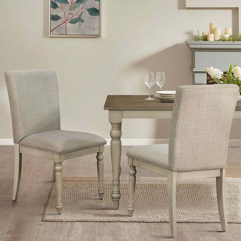 Set of 2 Fiona Upholstered Dining Chairs with Turned Wood Legs Light Gray - Martha Stewart, 2 of 12
