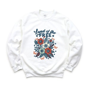 Simply Sage Market Distressed Land Of The Free Flowers Sweatshirt - 1 of 4