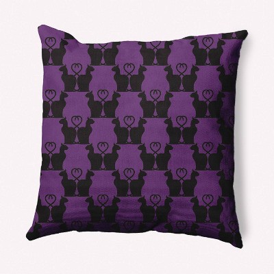 16"x16" Cat Clowder Print Square Throw Pillow Amethyst - e by design: Indoor, Witches Brew Collection, Halloween Decor