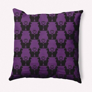 16"x16" Cat Clowder Print Square Throw Pillow Amethyst - e by design: Indoor, Witches Brew Collection, Halloween Decor - 1 of 4