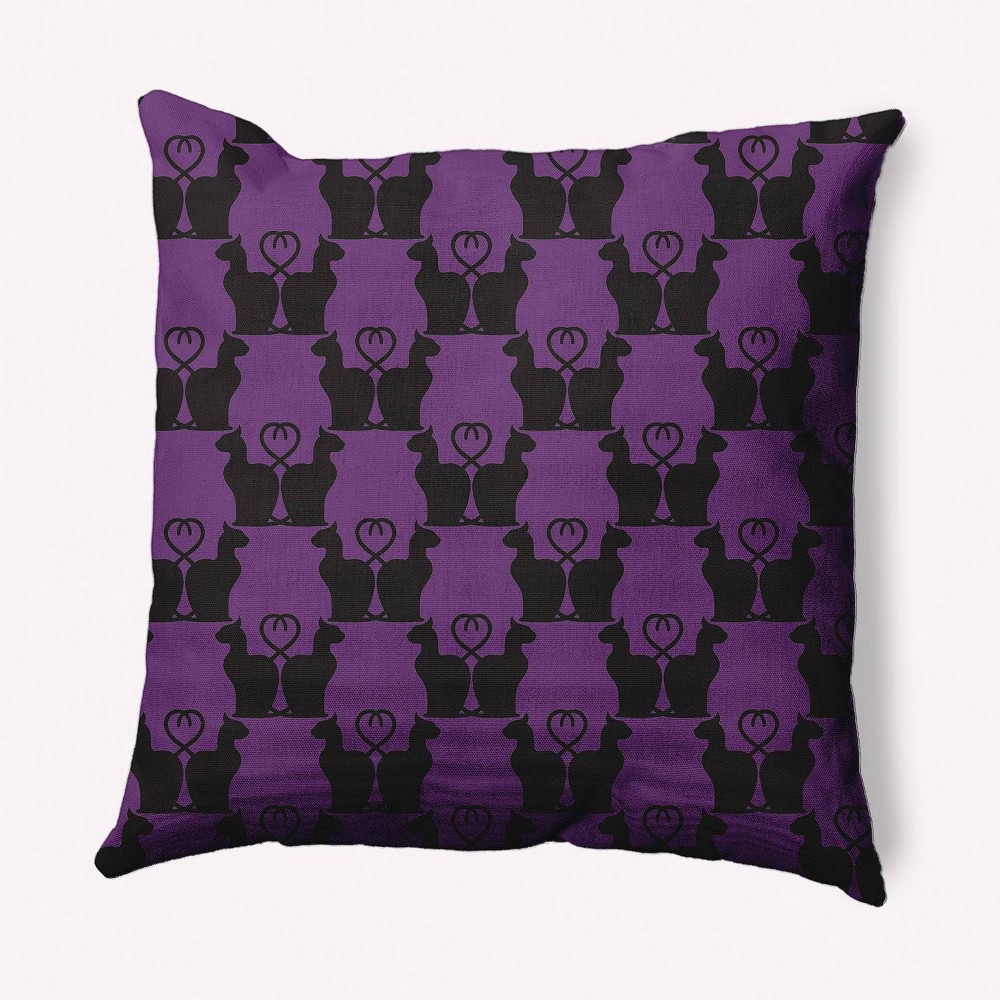 16"x16" Cat Clowder Print Square Throw Pillow Amethyst - e by design: Indoor, Witches Brew Collection, Halloween Decor