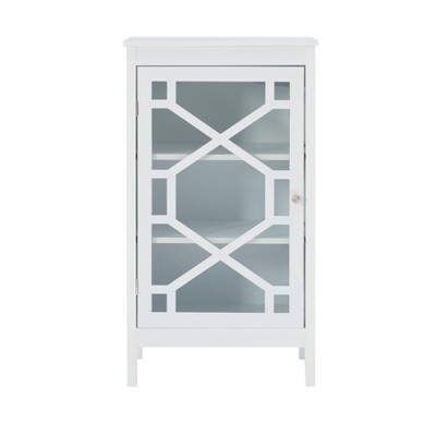 White MDF Accent Cabinet with Glass Door and Shelves