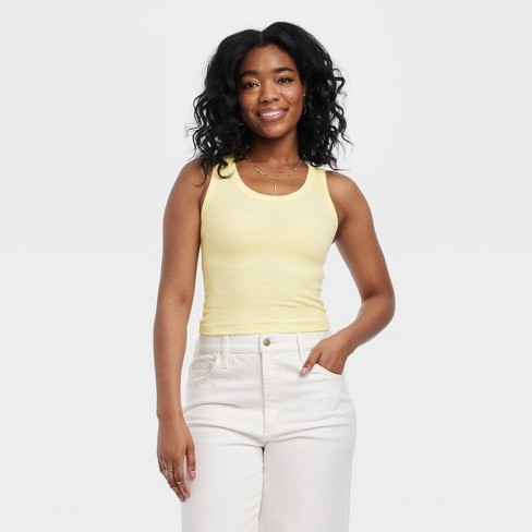Women's Slim Fit Shrunken Rib Tank Top - Universal Thread™ Yellow XL