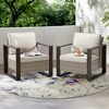 COWLOWN Beige 2 Piece Outdoor Rattan Patio Chairs Set with Cushions, Waterproof Wicker & Sturdy Metal Frame for Porch, Deck, Backyard - 3 of 4