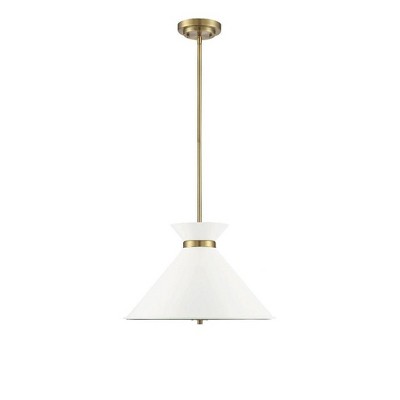 Lamar 3-Light Black and Warm Brass Pendant with Glass Shade