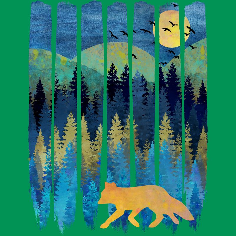 Junior's Design By Humans Fox Forest Night By Maryedenoa T-Shirt, 2 of 4