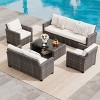 Garvee 5 Pieces Patio Furniture Sets All Weather Outdoor Sectional Patio Sofa, Wicker Rattan Patio Seating Sofas with Cushion and Glass Table, Gray - 3 of 4