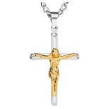 Men's West Coast Jewelry Two-Tone Stainless Steel Crucifix Cross Pendant Necklace