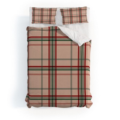 Emanuela Carratoni Tartan Theme on Pink Duvet Cover + Pillow Sham(s) - Deny Designs
