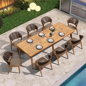 PURPLE LEAF Outdoor Dining Set All-Weather Wicker Outdoor Patio Furniture with Table All Aluminum Frame for Lawn Garden Backyard Deck with Cushions - 1 of 4