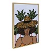 Kate and Laurel Sylvie Leopard Hat Framed Canvas by Kendra Dandy of Bouffants and Broken Hearts, 23x33, Bright Gold - 2 of 4