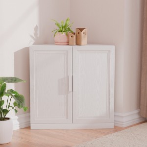 MAYEERTY Modern Solid Wood Double Doors Corner Storage Cabinet Efficient Storage for Home Cornei Libing Room White - 1 of 4