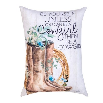 Be Yourself Cowgirl Pillow – 13x18 inch Decorative Accent for Living Room by Manual Woodworkers and Weavers