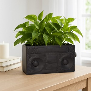 Retro Boombox Planter Pots For Home Decor - Stylish Trendy Pots For Plants Or A Unique Eye-Catching Plant Stand Indoor - 7", Gray - 1 of 4