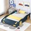 ALEXOUN Race Car-Shaped Platform Bed for Kids,with Storage and Wheels,Wood Bed Frame,No Box Spring Needed,for Bedroom,Apartment, - 2 of 4