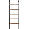 HomeRoots 72" Brown Metal and Solid Wood Five Tier Ladder Bookcase - 4 of 4