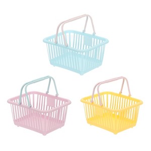 Unique Bargains Plastic Grocery Shopping Toy Organizing Mini Decorative Baskets 6.3" x 3.5" x 5.1" 3 Pcs - 1 of 4