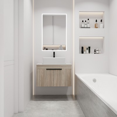 NicBex Floating Bathroom Vanity with 4 Styles Ceramic Basin,Bathroom Sink Vanity with Soft Close Doors,Bathroom Sink Cabinet for Bathroom,Oak