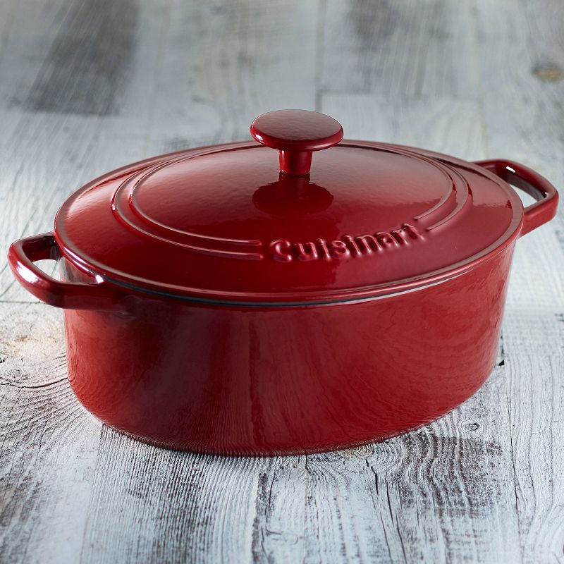 Cuisinart Chef&#39;s Classic 5.5qt Red Enameled Cast Iron Oval Casserole with Cover - CI755-30CR, 5 of 7