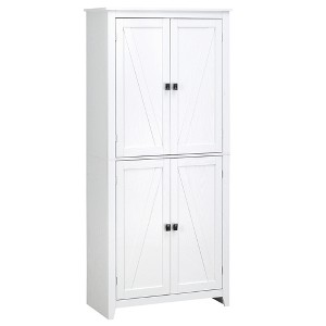 Gulches 72" Freestanding 4-Door Kitchen Pantry - 4-Tier Storage Cabinet with Adjustable Shelves, White 31.5"W x15.75"D x71.75"H - 1 of 4