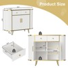 43" Fluted Sideboard, Buffet Cabinet With 2 Drawers And Adjustable Shelves, Wood Storage Credenza For Entry Way, Living Room, Dining Room, White - 4 of 4