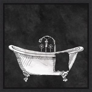 Amanti Art Chalkboard Tub (Bath) by Mary Urban Canvas Wall Art Print Framed 16 x 16-in. - 1 of 4