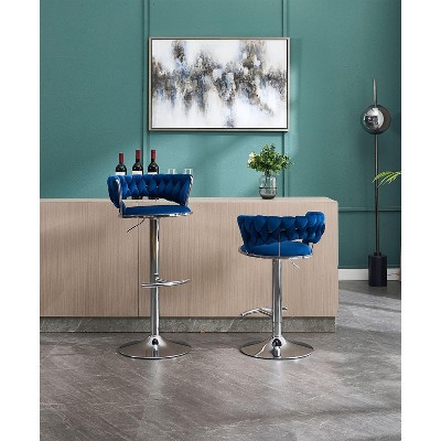 NicBex Swivel Velvet Bar Stools Set of 2,Adjustable Counter Height Bar Stools,Bar Chairs with Chrome Footrest and Base,Barstools for Cafe,Bar