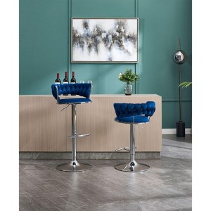 NicBex Swivel Velvet Bar Stools Set of 2,Adjustable Counter Height Bar Stools,Bar Chairs with Chrome Footrest and Base,Barstools for Cafe,Bar - 1 of 4