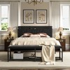 VECELO Full/Queen Size Upholstered Bed Frame with Storage End of Bed Bench, Platform Bed with Headboard & Charging Station, Black - 2 of 4