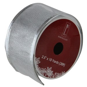 Northlight Pack of 12 Gray and Silver Wired Christmas Craft Ribbons 2.5" x 120 Yards - 1 of 3