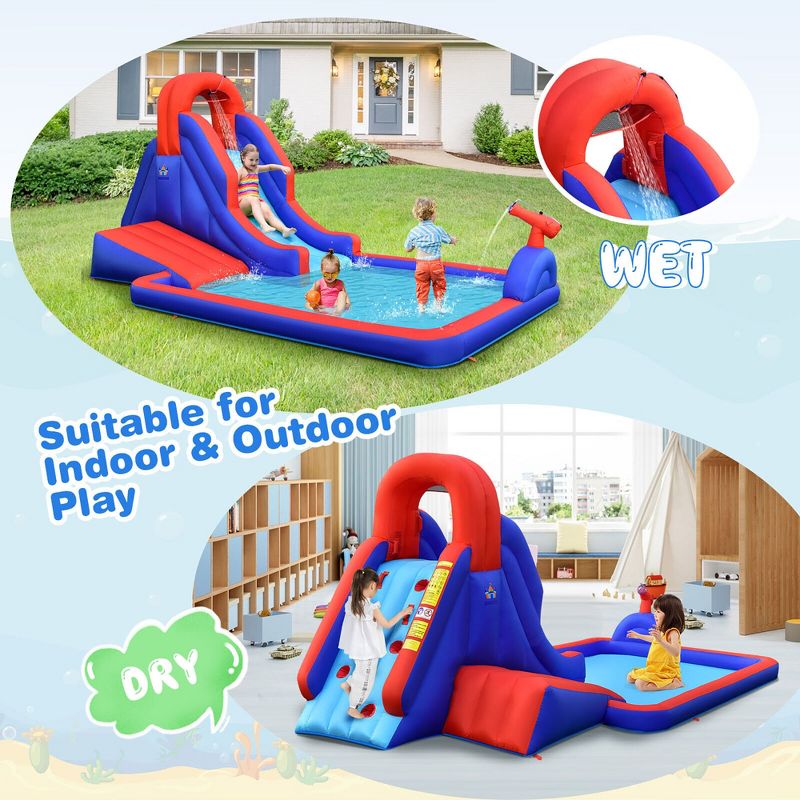 Costway Inflatable Water Slide Park w/ Climb Slide Pool & 2 Swim Rings Blower Excluded, 4 of 11
