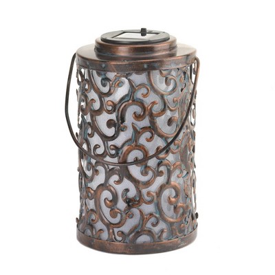 8.25" Iron Garden Gate Solar Lantern Bronze - Zingz & Thingz