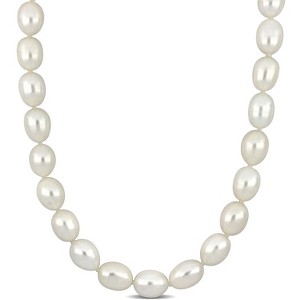 EVERLY JEWELRY | 10k Yellow Gold 9-10mm Cultured Freshwater Rice Pearl Strand Necklace, 17 inc - 1 of 4