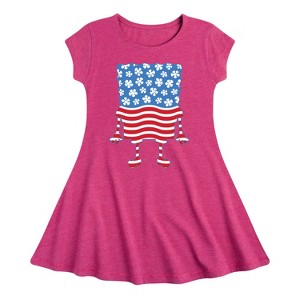 Girls' - SpongeBob SquarePants - Silhouette Stars Stripes Fit & Flair Cap Sleeve Dress - 1 of 3