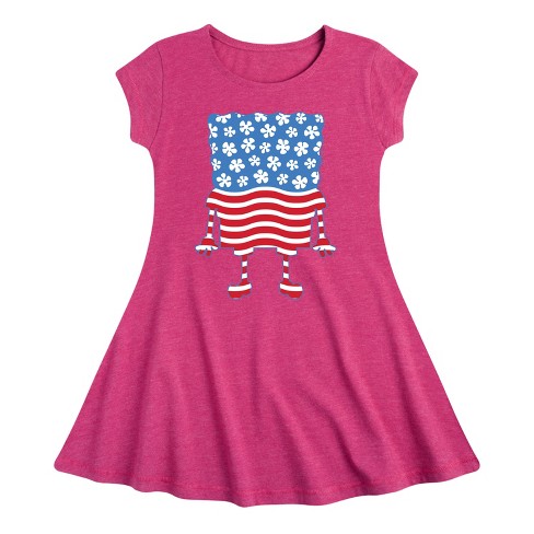 Girls' - SpongeBob SquarePants - Silhouette Stars Stripes Fit & Flair Cap Sleeve Dress - image 1 of 3