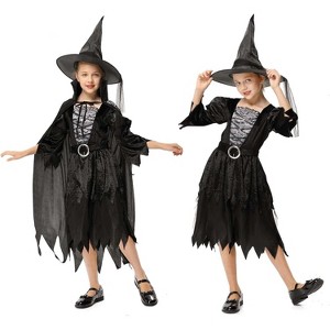 TackView Cloak black witch Costume, Girl’s Witch Costume for Kids, Classic Costume for Party Dress-Up - 1 of 4