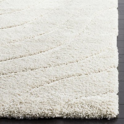 Off-White Square Tufted Shag Area Rug