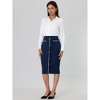 INSPIRE CHIC Women's High Waist Business Work Tweed Trim Button Decor Bodycon Skirts - 3 of 4