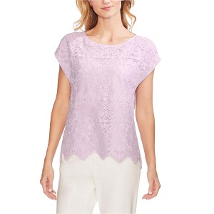 Vince Camuto Womens Lace Overlay Floral Pullover Blouse - 1 of 1