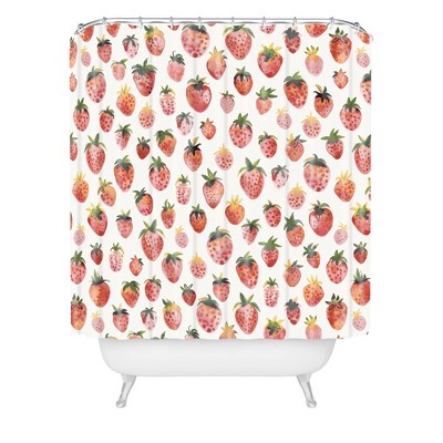 Ninola Design Strawberries Countryside Summer Shower Curtain Red - Deny Designs