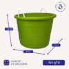 Homz 17-Gallon Indoor Outdoor Storage Bucket w/Rope Handles for Sports Equipment, Party Cooler, Gardening, Toys and Laundry, Bold Lime Green (4 Pack) - 3 of 4