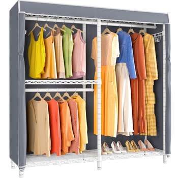 VIPEK V4C Garment Rack with Cover Heavy Duty Covered Clothes Rack, White Metal Closet Rack with Cover