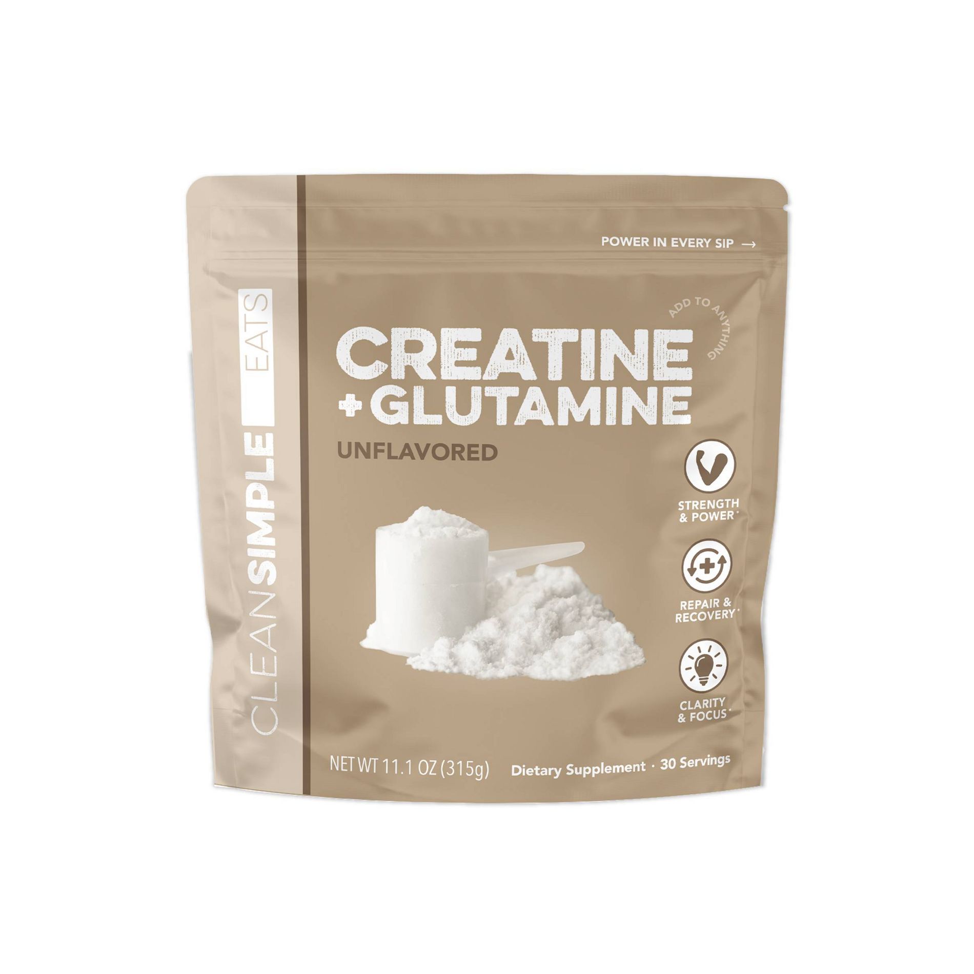 Clean Simple Eats Creatine + Glutamine - Unflavored - 11.1oz/30 servings