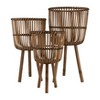 Bencmate Planters Outdoor Garden Bamboo Planters, Flowers Ferns Succulents Planter Pots for Hall Balcong Porch Home, 3 Pcs, Brown, 15"*15"*26" - 2 of 4