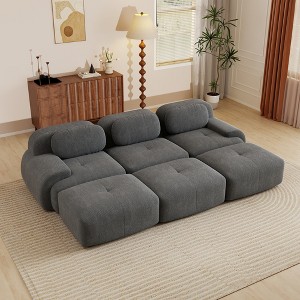 Aukfa Modular Corduroy Sectional Sofa with Ergonomic Support - Pet Friendly, Easy Assembly, Non-Slip Base Design - 1 of 4