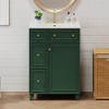 MAYEERTY 24" Bathroom Vanity Cabinet with Ceramic Sink, 2 Drawers, 1 Soft-Close Door, Forest Green - 2 of 4